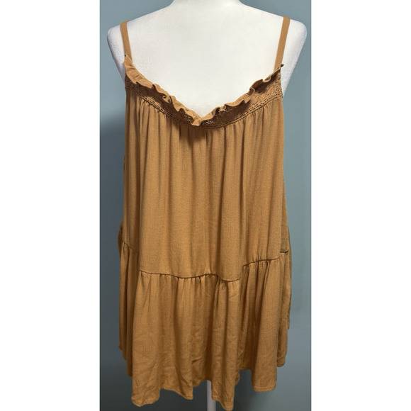 Torrid Womens 4X Tank Feminine Dainty Lightweight Crinkle Gauze Crochet Peplum - Picture 1 of 8